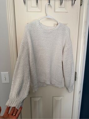 SHEIN Cream Chunky Crewneck Sweater